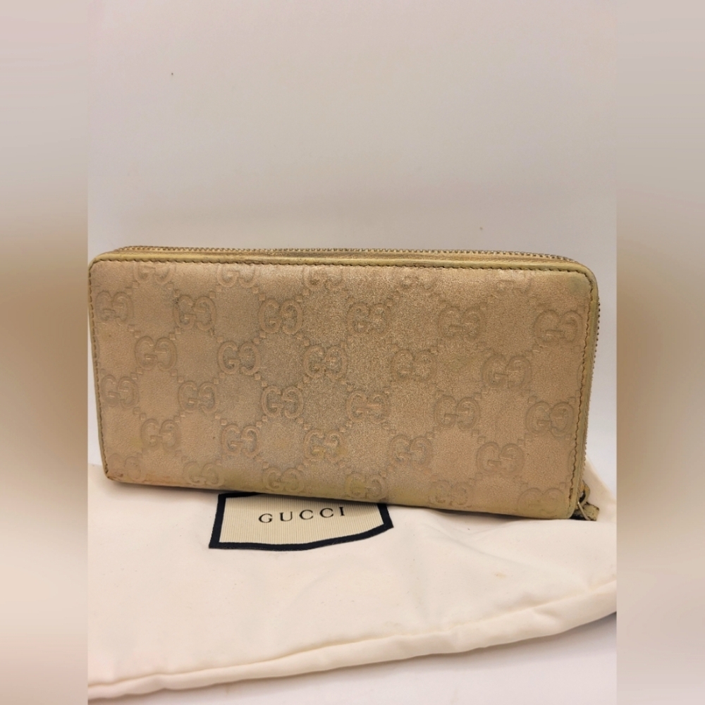 Gucci Zip-Around Wallet in Guccissima Beige Leather - Picture 4 of 4